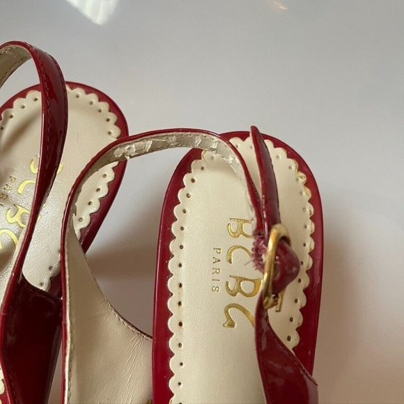 BCBG Paris Shoes Heels HALONA Patent Peep-Toe Slingback Red Women's Size 9B - Picture 8 of 12